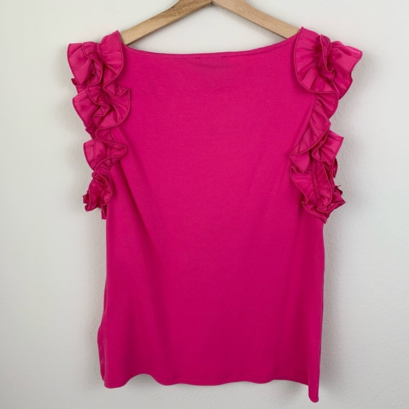CeCe Pink Ruffle Sleeve Ribbed Tank Top - Picture 5 of 9